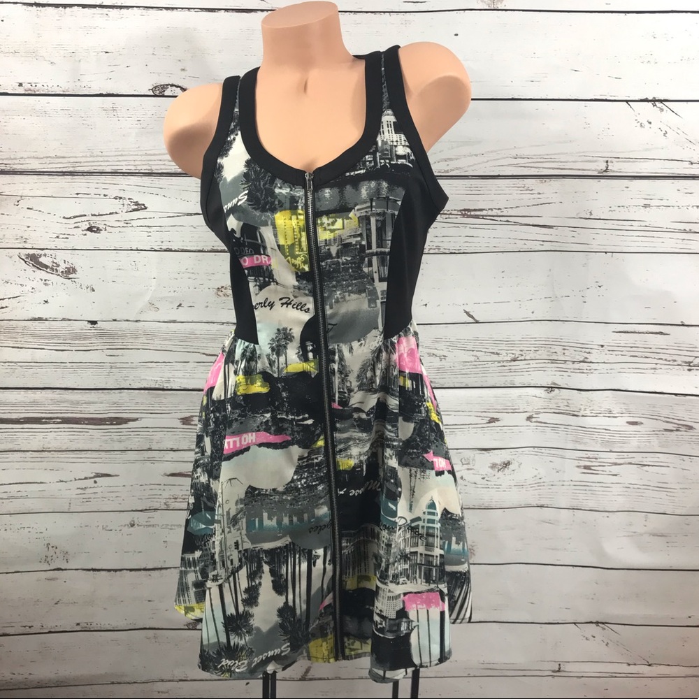 Marilyn Monroe LA Color Block Zip Up Skater Dress